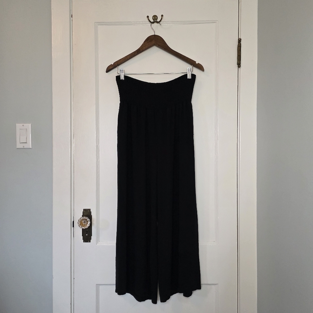 Wide Leg, Linen Blend Capri Pants – Size XL – Black